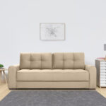 Home Lifestylez Calliro 3 Seater Pull-Out Sofa Cum Bed With Cream  Leatherette
